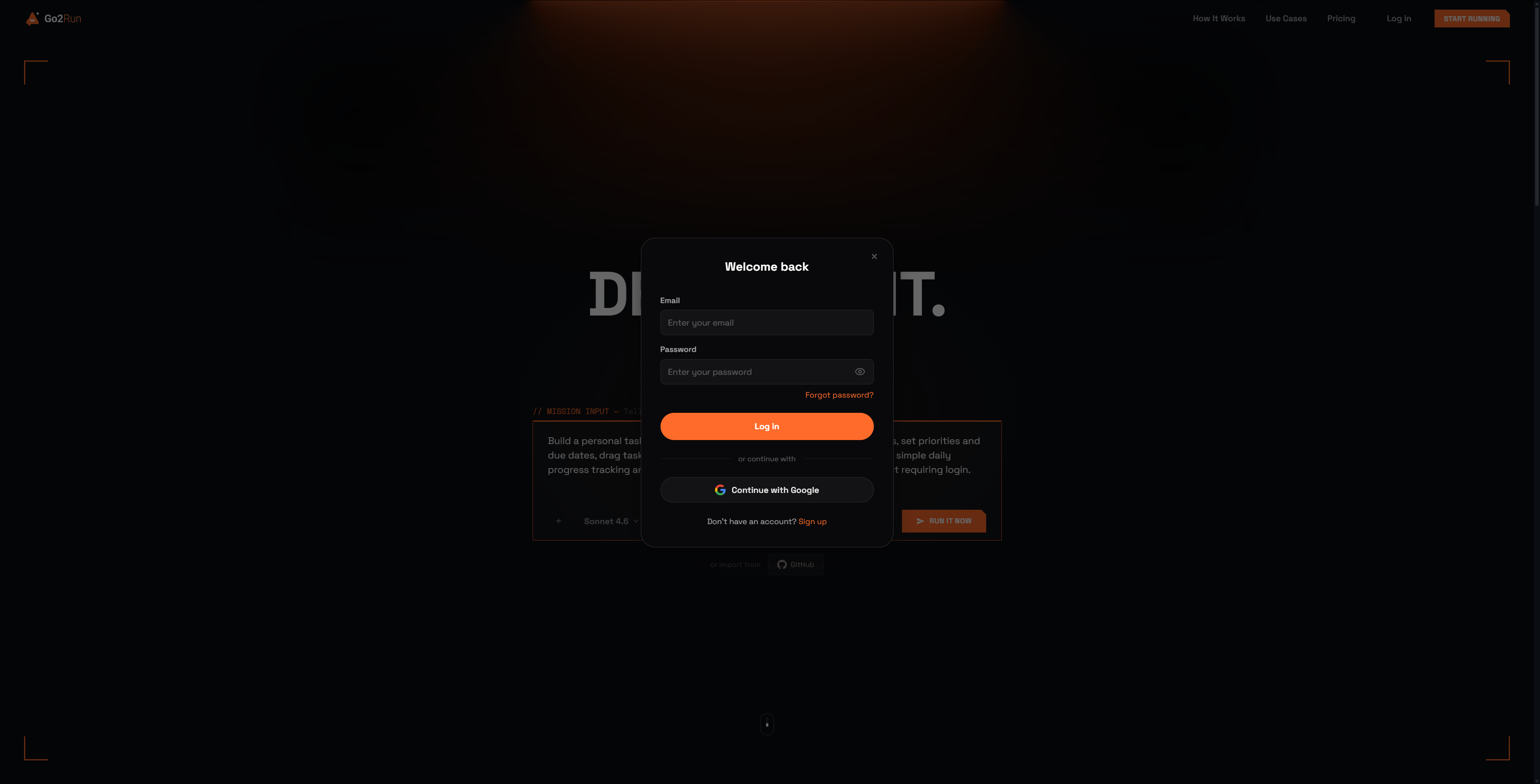Welcome back sign-in dialog