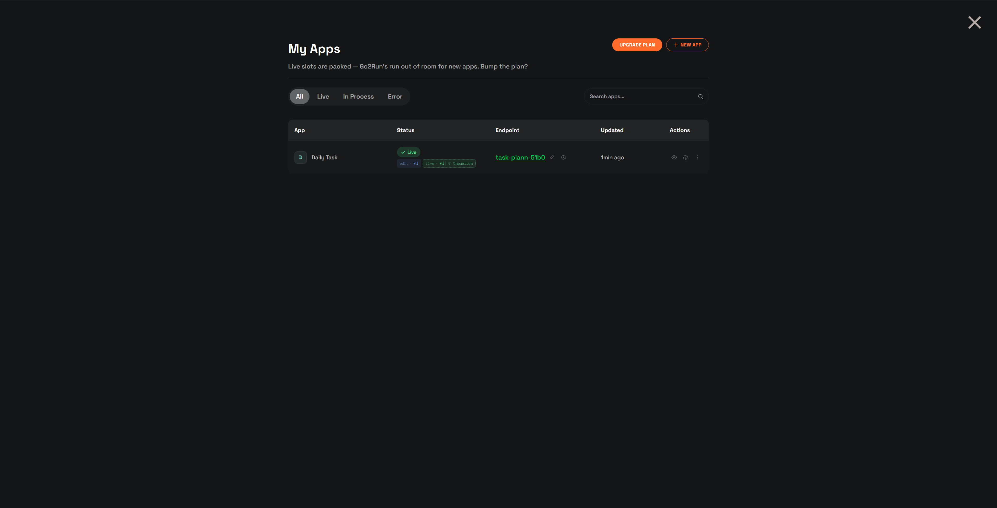 My Apps — published apps list