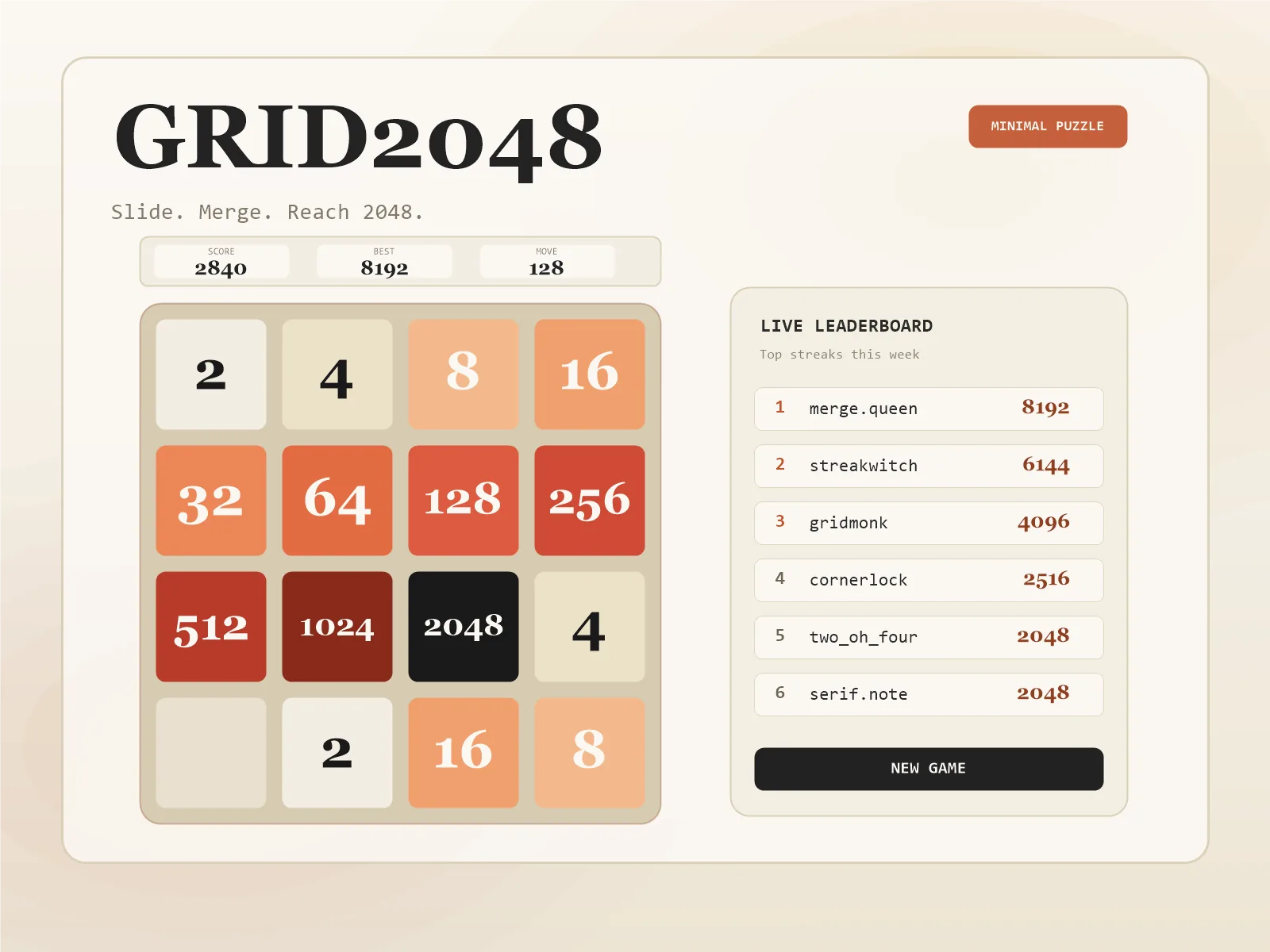 GRID2048 — 2048 Game