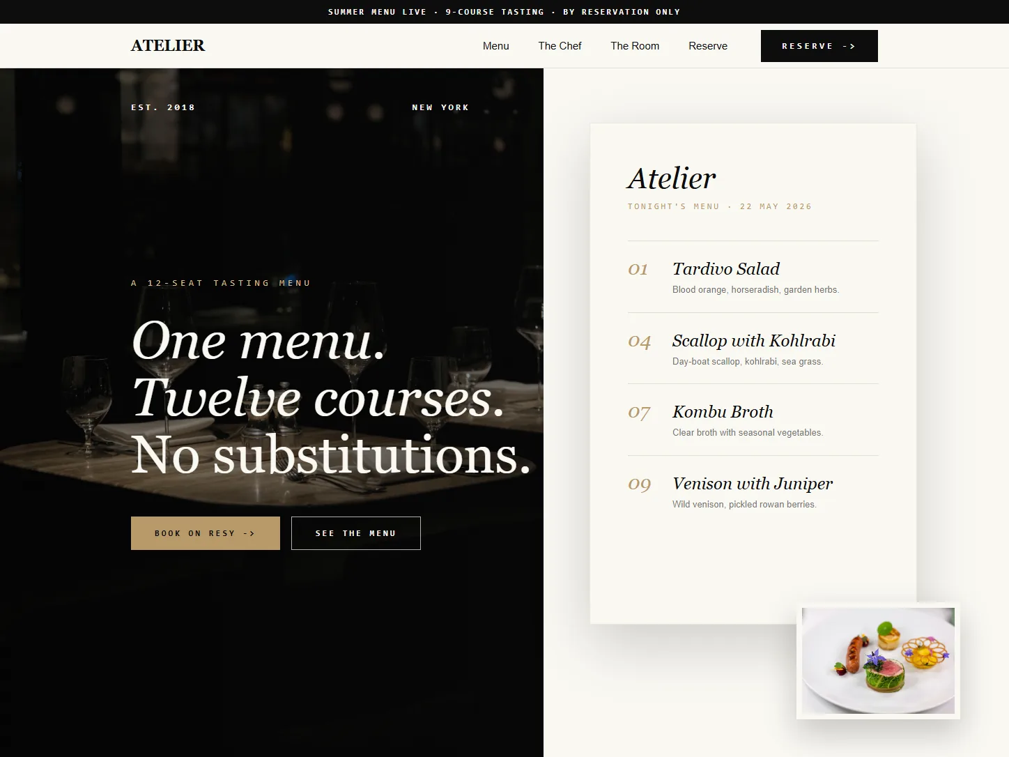 ATELIER — Fine Dining